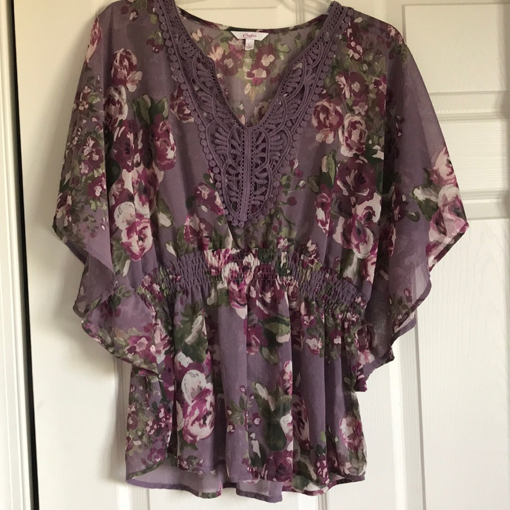 Flower-printed tunic top